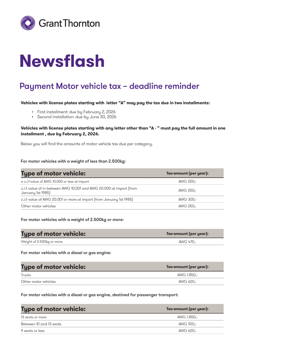 Motor Vehicle Tax 2026 – Rates & Deadlines
